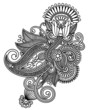 Hand draw line art ornate flower design