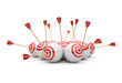 Arrow in targets 3D. Success hitting. Business concept. Isolated