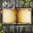 Open Blank Vintage Book On Woo...