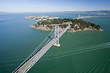 San Francisco Bay bridge aerial view w Treasure Island San Francisco Bay bridge aerial view w Treasure Island