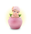 Little Cute Baby in Pink Flower Pot