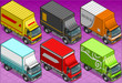 Isometric delivery truck in six livery