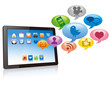 touch screen with cloud of application icons