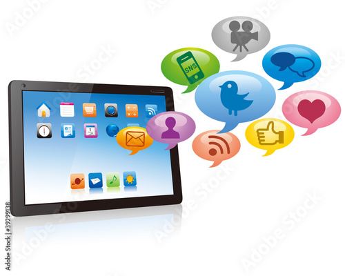 Vector: touch screen with cloud of application icons touch screen with cloud of application icons