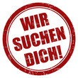 Grunge Stempel rot rund WIR SUCHEN DICH!