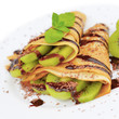 Kiwi crepes with chocolate sauce