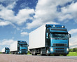 caravan of  trucks on highway, cargo transportation concept