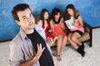 Arrogant Young Man With Girlfriends