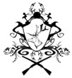vector hunting emblem with deer head and floral decoration