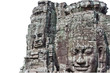 Stone faces, Bayon Temple - Angkor, isolated on white background Stone faces, Bayon Temple - Angkor, isolated on white background