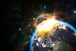 Space scene of asteroid impact
