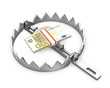 Bundle of 200 euro in a bear trap Bundle of 200 euro in a bear trap