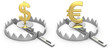 Dollar and yen symbols in a bear trap