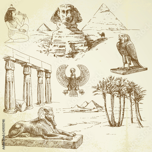 Vector: ancient egypt - hand drawn set ancient egypt - hand drawn set