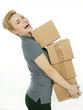 Foto: Woman with many packets grooving as a parcel service Woman with many packets grooving as a parcel service