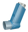 Illustration: Blue medicine inhaler isolated on white background. 3D render. Blue medicine inhaler isolated on white background. 3D render.