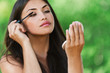 portrait beautiful woman bare paints eyelashes