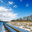 railroad to sunset. winter time railroad to sunset. winter time