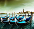 Gondolas on Grand Canal and San Giorgio Maggiore church in Venic Gondolas on Grand Canal and San Giorgio Maggiore church in Venic