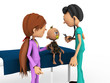 Cartoon baby being examined by doctor.