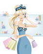 Vektor: Blonde girl shopping Blonde girl shopping