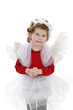 little girl with blond curly hair studio shoot