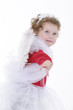 little girl with blond curly hair studio shoot