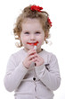 little girl playing with her mother makeup