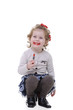 little girl playing with her mother makeup
