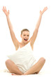 Woman with arms raised