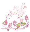 Vector: Cute singing birds for Easter's and spring's design Cute singing birds for Easter's and spring's design