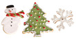 close up shot of Christmas cookies isolated over white