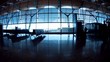 Couple in airport rushing for flight