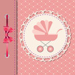Vector illustration of pink baby carriage for newborn girl Vector illustration of pink baby carriage for newborn girl