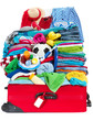 overloaded travel suitcase packed for vacation, luggage overloaded travel suitcase packed for vacation, luggage