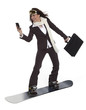 Businesswoman on a Snowboard