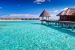 Overwater spa in blue around tropical island