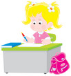 Schoolgirl writing a test in school