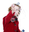 little girl with blond curly hair studio shoot