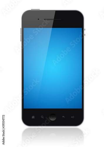 Photo: Smart Phone With Blue Screen Isolated Smart Phone With Blue Screen Isolated