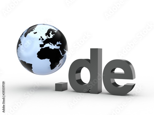 Illustration: 3D Domain de mit Weltkugel 3D Domain de mit Weltkugel