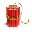 batch of dynamite sticks with burning bickford fuse vector