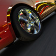 Dynamic racing car and the lights of the city