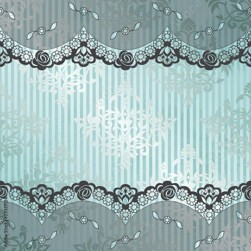 Vector: Silver and blue background with black lace Silver and blue background with black lace