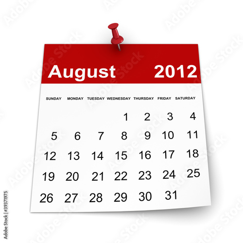 Ilustración: Calendar 2012 - August Calendar 2012 - August