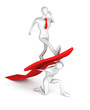 3d man turning the arrow on the upside and man who going up