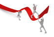 3d persons turning the arrow on the upside and man who going up