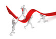 3d persons turning the arrow on the upside and man who going up