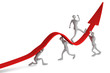 3d persons turning the arrow on the upside and man who going up
