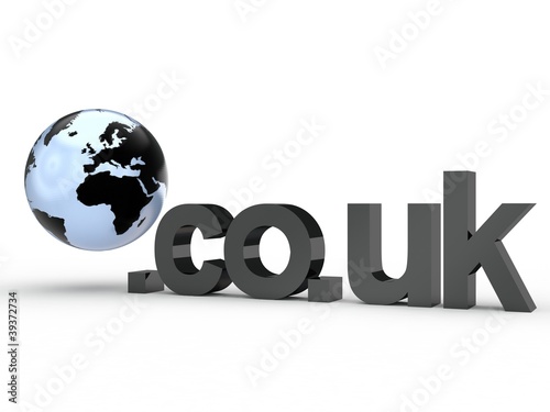 Illustration: 3D Domain co.uk mit Weltkugel 3D Domain co.uk mit Weltkugel
